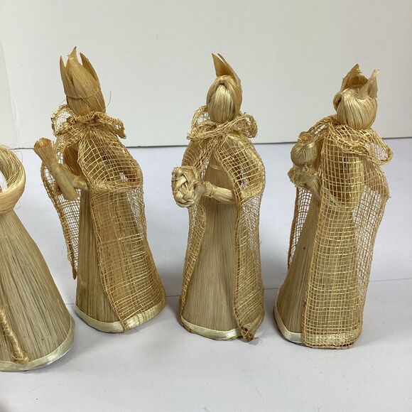 Christmas Nativity Set Handmade Raffia Straw 10 Pc Set Philippines Handcrafted - Picture 4 of 9